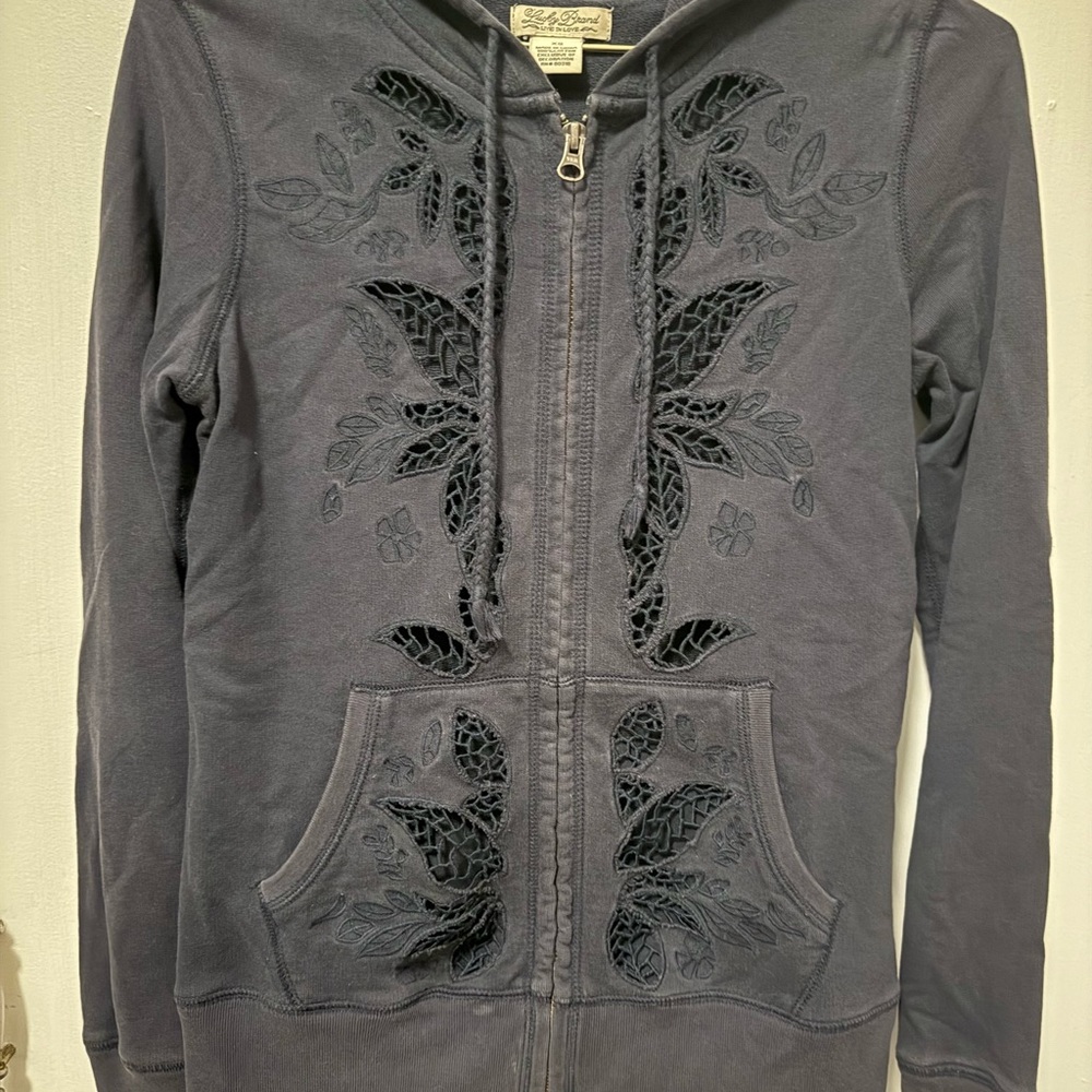 Lucky Brand navy/dark blue Embroidered Hoodie